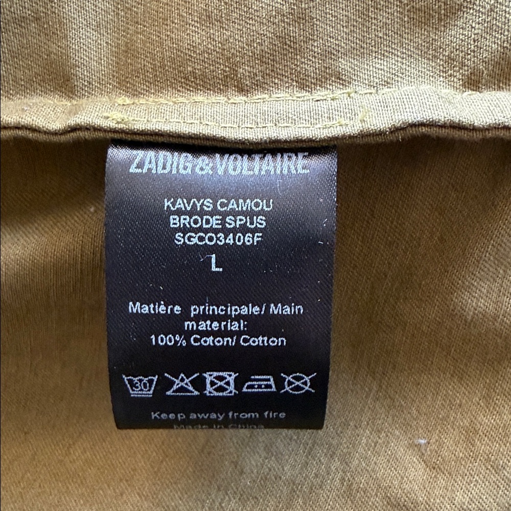Zadig & Voltaire Camouflage Jacket Size Large - Picture 7 of 7